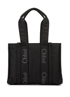Черная женская сумка woody tote среднего размера Chloe