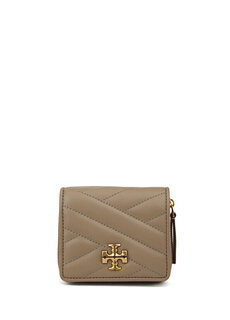 Женский кожаный кошелек с серым логотипом Tory Burch