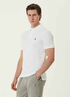 Белая футболка с воротником-поло и логотипом Polo Ralph Lauren
