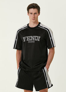 Черная текстурированная футболка с логотипом Fendi