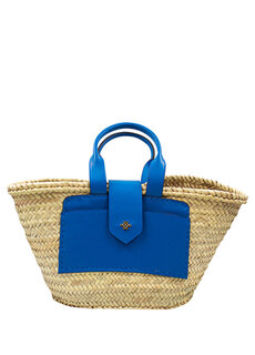 Rhodes bag синяя женская сумка из кожи и льна с деталями LOVECAN &amp; BAG