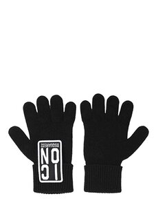Черно-белые мужские перчатки с логотипом Dsquared2