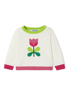 Вязаный свитер для маленьких девочек с цветочным узором Jacadi Paris