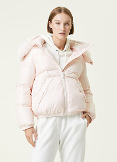 Светло-розовое пуховое пальто с капюшоном Yves Salomon