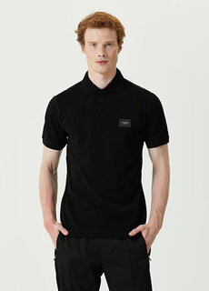Черная футболка с логотипом и воротником-поло dna стандартного кроя Dolce&amp;Gabbana