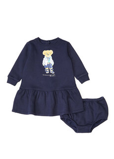 Темно-синее платье polo bear для маленьких девочек Polo Ralph Lauren