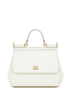 Сицилийская белая женская кожаная сумка среднего размера Dolce&amp;Gabbana