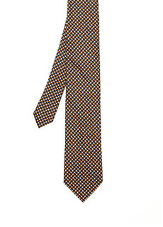 Коричневый шелковый галстук с геометрическим узором Zegna