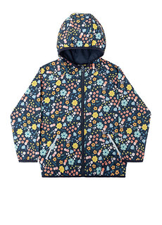 Водоотталкивающая куртка из софтшелла темного цвета с цветочным узором Miela Kids
