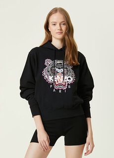 Черная толстовка с капюшоном tiger Kenzo