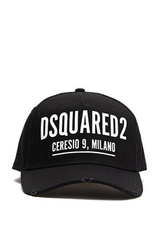 Черно-белая мужская шляпа с логотипом Dsquared2