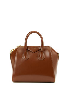 Mini antigona коричневая женская кожаная сумка через плечо Givenchy