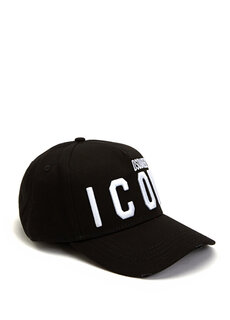 Черно-белая мужская шляпа с детальным логотипом Dsquared2