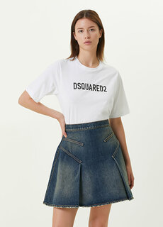 Белая футболка с круглым вырезом и логотипом Dsquared2