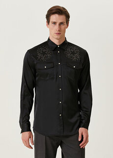 Черная рубашка с вышивкой stoned star Dsquared2