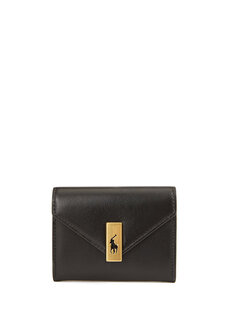 Женский кожаный кошелек с черным логотипом Polo Ralph Lauren