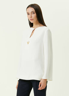 Белая шелковая блузка vgold Valentino