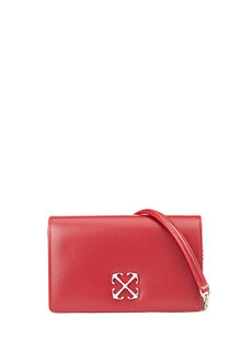 Бордово-красная женская кожаная сумка с логотипом Off-White