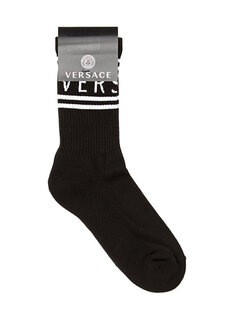 Черные жаккардовые носки унисекс с логотипом Versace