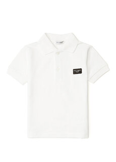 Белая футболка для мальчика с воротником-поло и логотипом Dolce&amp;Gabbana