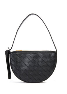 Черная вязаная женская кожаная сумка через плечо с текстурой Bottega Veneta