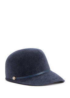 Темно-синяя женская шляпа в полоску с детальной отделкой Marzi