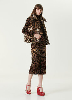 Юбка-миди с леопардовым узором и тесьмой с логотипом Dolce&amp;Gabbana