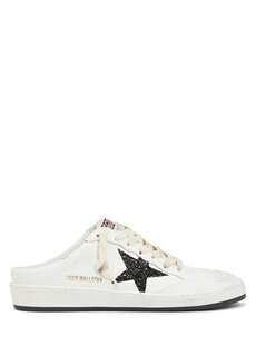 Белые женские кожаные тапочки ball star sabot Golden Goose