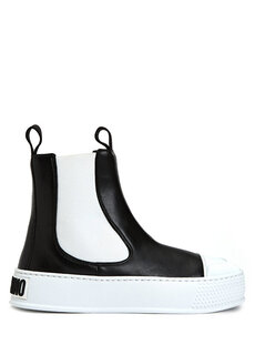 Женские ботинки с черно-белым логотипом Moschino