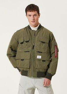 Хаки пальто с воротником-стойкой Alpha Industries