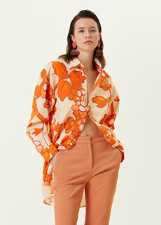 Оранжевая рубашка с цветочным принтом Etro