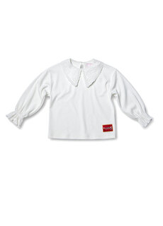 Кремовая блузка для девочки с воротником-фестоном Wittypoint