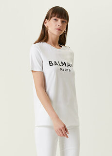 Белая футболка с логотипом Balmain