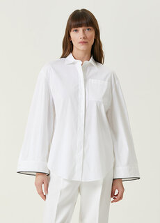 Белая рубашка в полоску с цепочкой Brunello Cucinelli