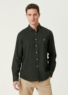 Рубашка comfort fit цвета хаки с текстурой латуни Beymen