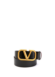 Женский кожаный ремень с черной пряжкой с логотипом Valentino Garavani