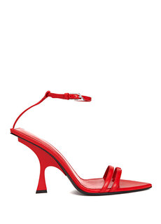 Красные женские кожаные сандалии с тонким ремешком The Attico