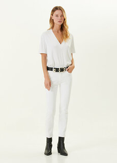 Белые джинсовые брюки скинни Frame Denim