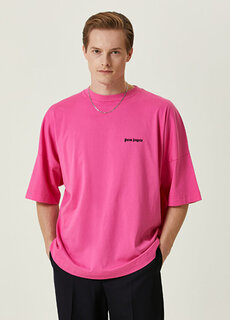 Розовая футболка с вышитым логотипом Palm Angels