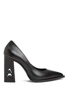 Черные кожаные туфли на каблуке с логотипом Academia