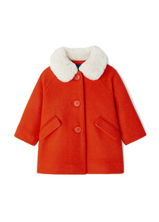 Ярко-оранжевое шерстяное пальто для маленьких девочек Jacadi Paris