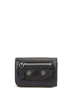 Черный женский кожаный кошелек mini le cagole Balenciaga