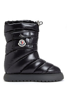 Женские зимние ботинки-буфы с черным логотипом Moncler