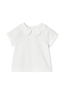 Белая футболка с фестончатым воротником для девочки Jacadi Paris