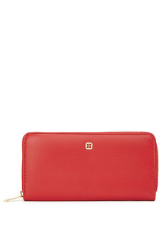 Большой женский кожаный кошелек с красным логотипом Beymen
