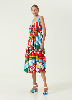 Платье миди с узором carretto Dolce&amp;Gabbana