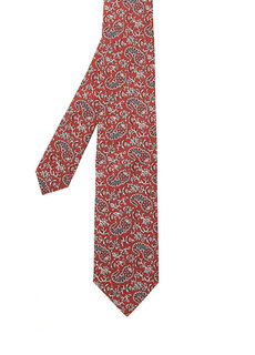 Коричневый шелковый галстук с узором &quot;пейсли&quot; Isaia