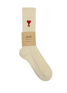 Кремовые женские носки с логотипом Ami