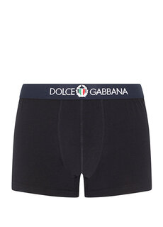 Темно-синие боксеры с логотипом и тесьмой Dolce&amp;Gabbana