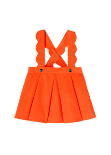 Ярко-оранжевое бархатное платье с бретелями для девочки Jacadi Paris
